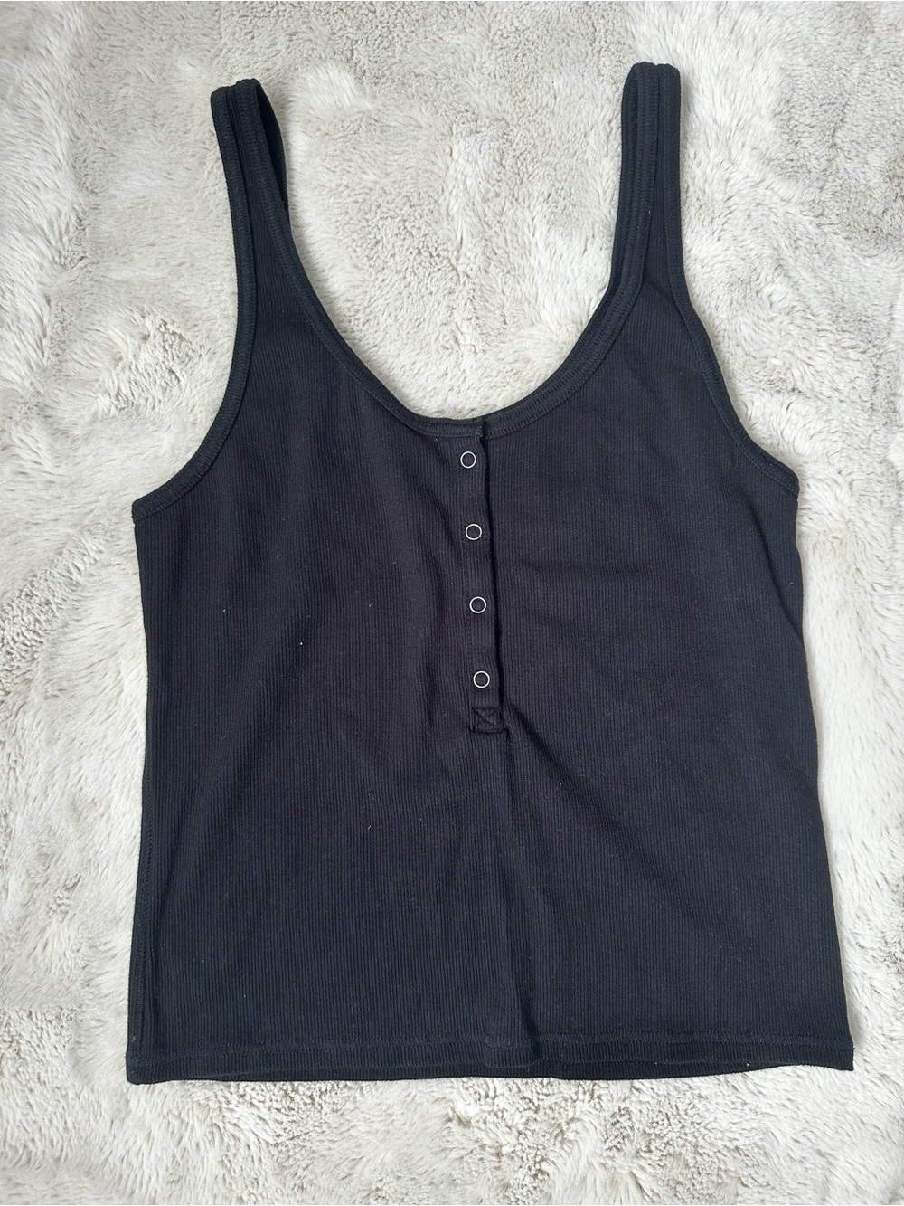 Abercrombie & Fitch Black Ribbed Snap-Front Tank